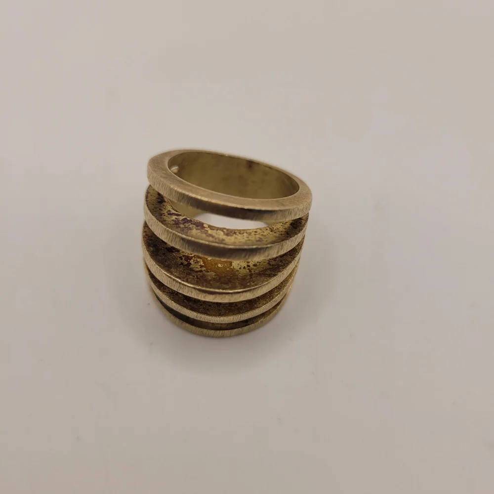 Brass Gold Tone Metal Abstract Ring